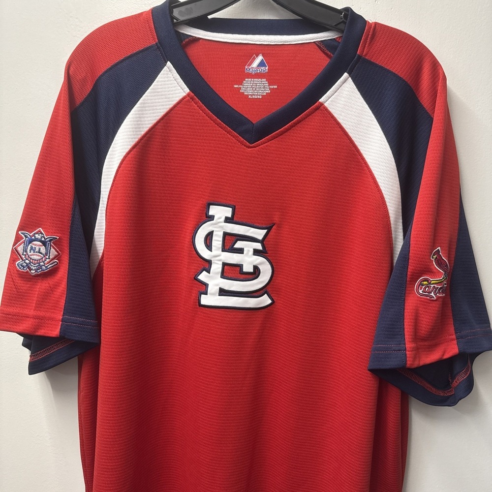 Majestic St. Louis Cardinals Mens V Neck Pullover Shirt Jersey Size XL